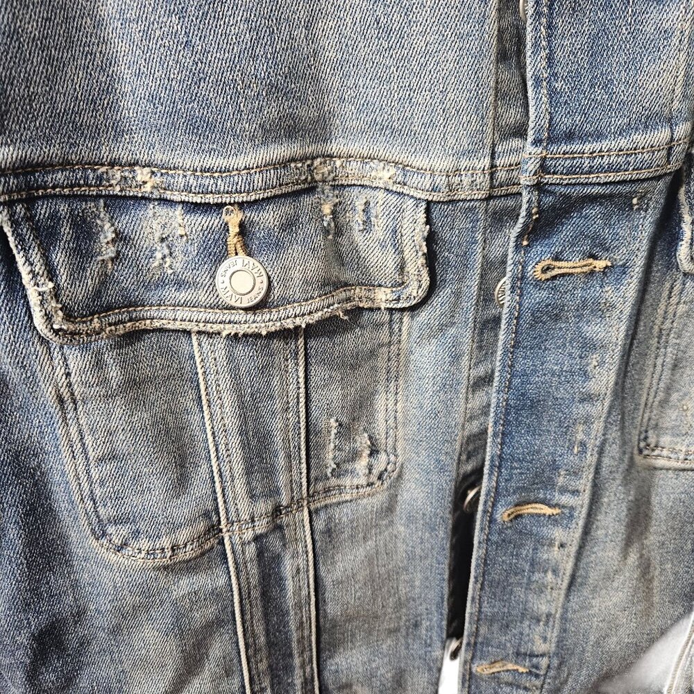 Vintage Marigold Denim Jacket With Embroidered Bird & Floral Design View 2